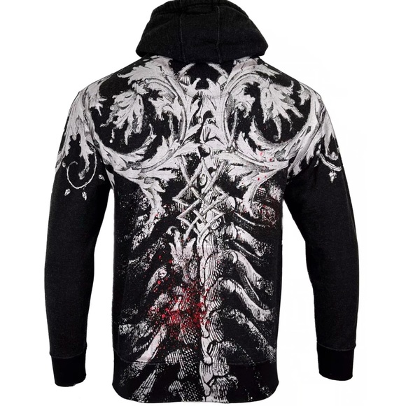 Xtreme Couture by Affliction Men's Hoodie Persimmon Heavyweight Hood Biker - Picture 5 of 8